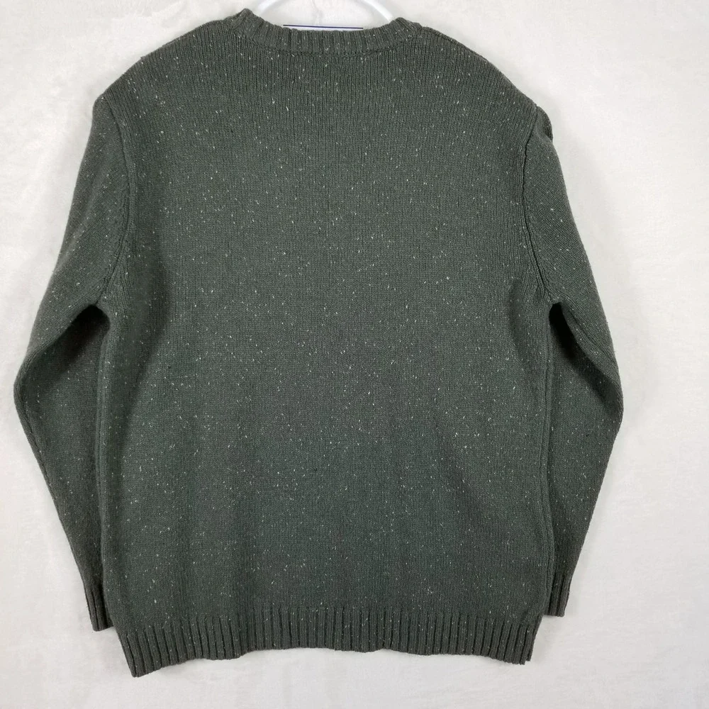 Line‎ of Trade Mens XL Green Donegal Fleck Wool Blend Sweater Elbow Patches